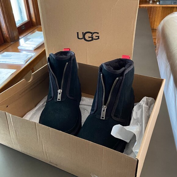 Ugg Neumel Women's Platform Zip Suede Boots - Black, 10, New In Box - Picture 1 of 15